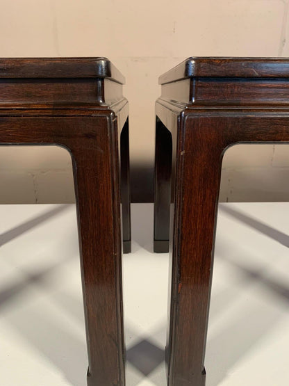 A Pair of Dunbar Occasional Tables Asian Style with Cork Tops