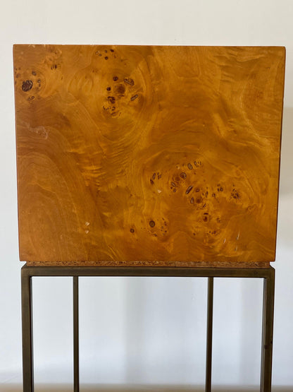 Petite Jewelry Chest in Bronze and Burl, Style of Milo Baughman