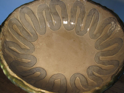 A Large Decorated Ceramic Bowl By Marguerite Antell