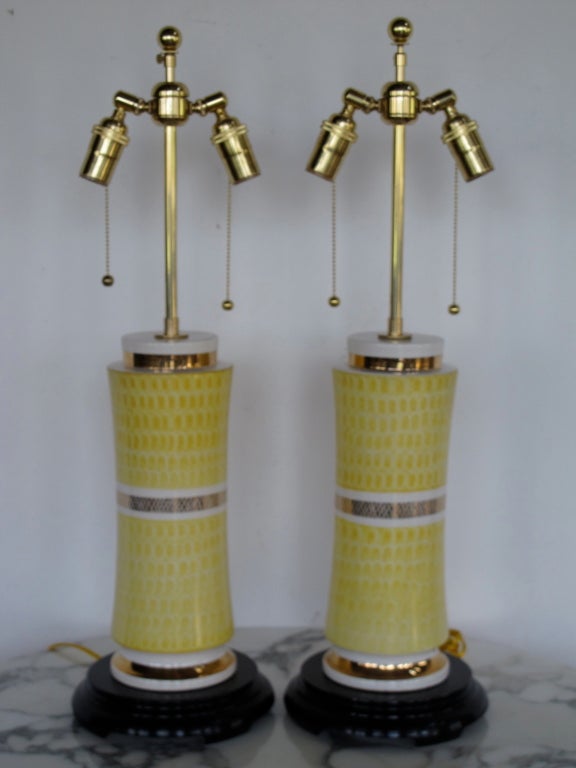 Pair of Elegant Ceramic Lamps by Waylande Gregory