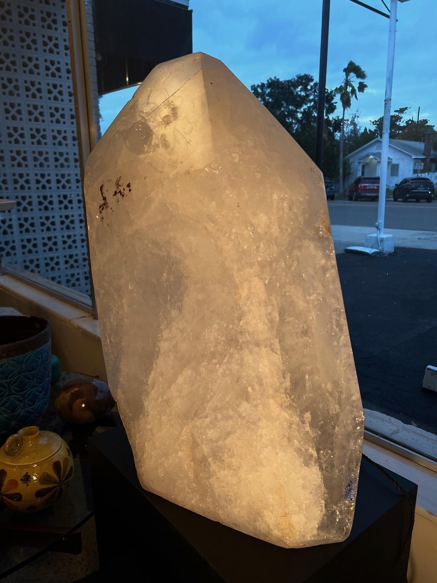 Massive Natural White Rock Crystal Obelisk Healing