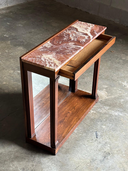 Edward Wormley for Dunbar Rosewood and Red Onyx Mirrored Back Console