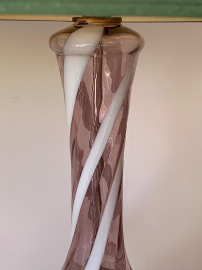 Pair of Pink Murano Glass Lamps