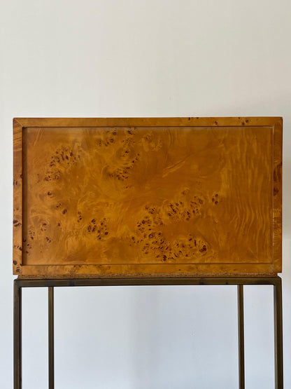 Petite Jewelry Chest in Bronze and Burl, Style of Milo Baughman