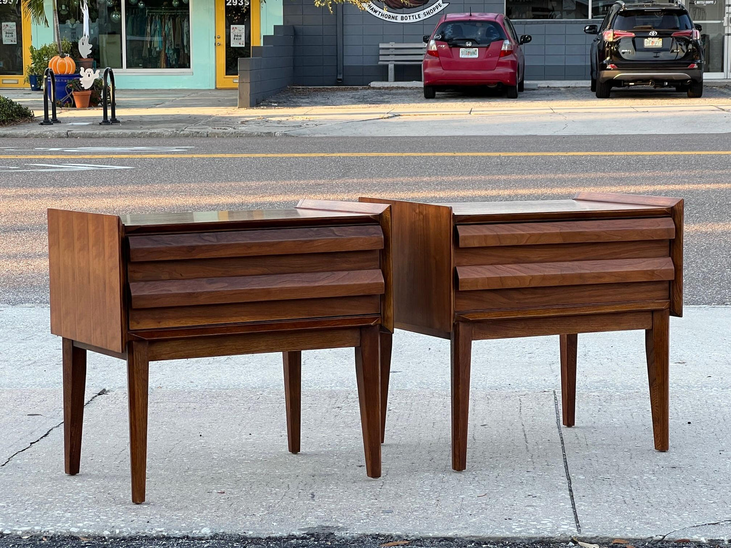 A Pair Of Sculptural Night Stands By Lane Altavista