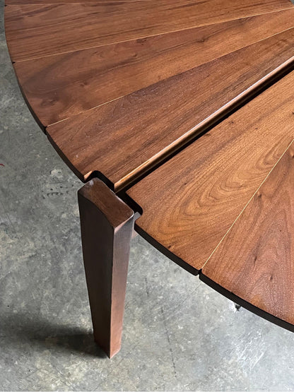 Studiocraft Round Petal Dining Table in Walnut and Maple, Charles Faucher 1975