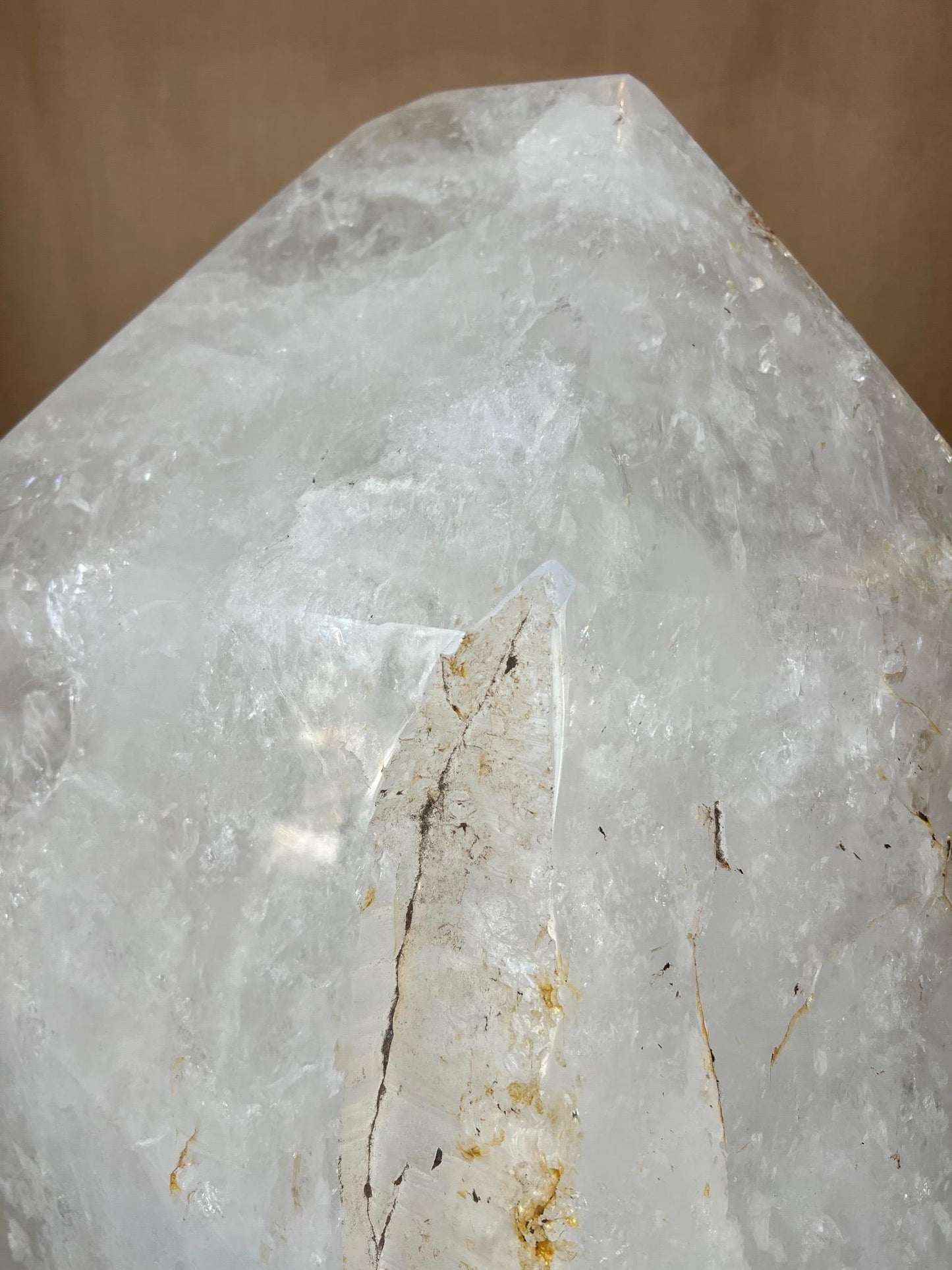 Massive Natural White Rock Crystal Obelisk Healing