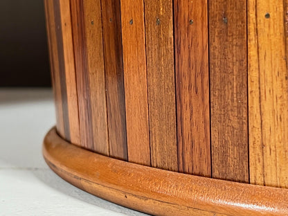 Pair of Slatted Side Tables with Glass Tops