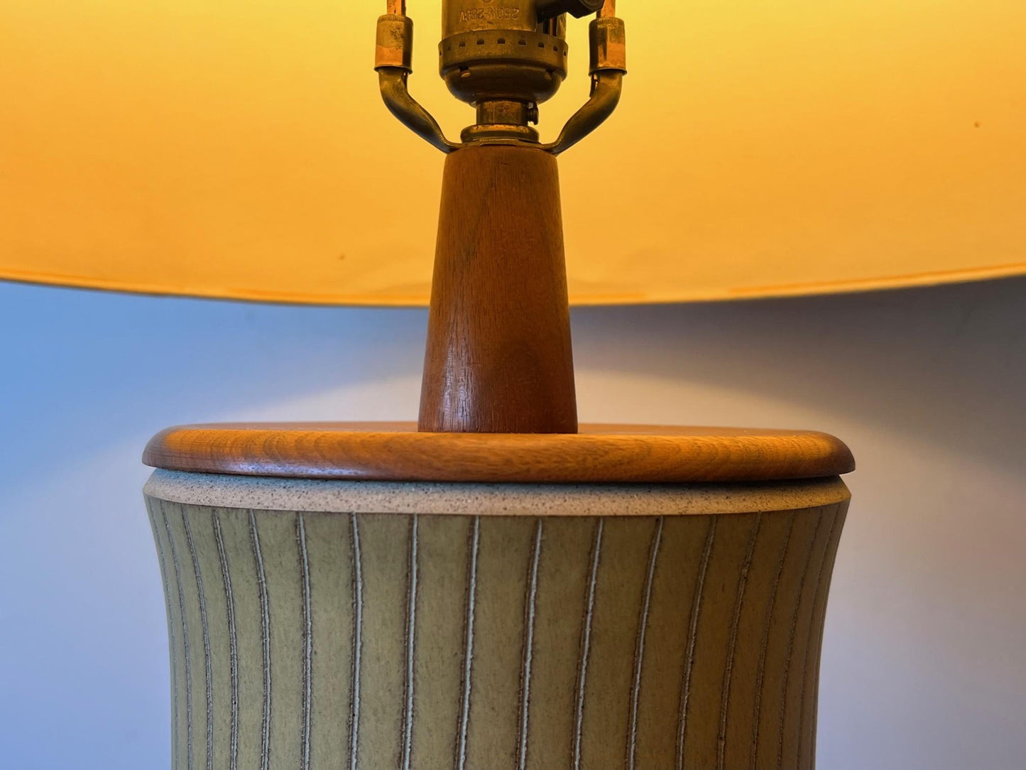 A Large Scale Martz Stoneware And Walnut Lamp