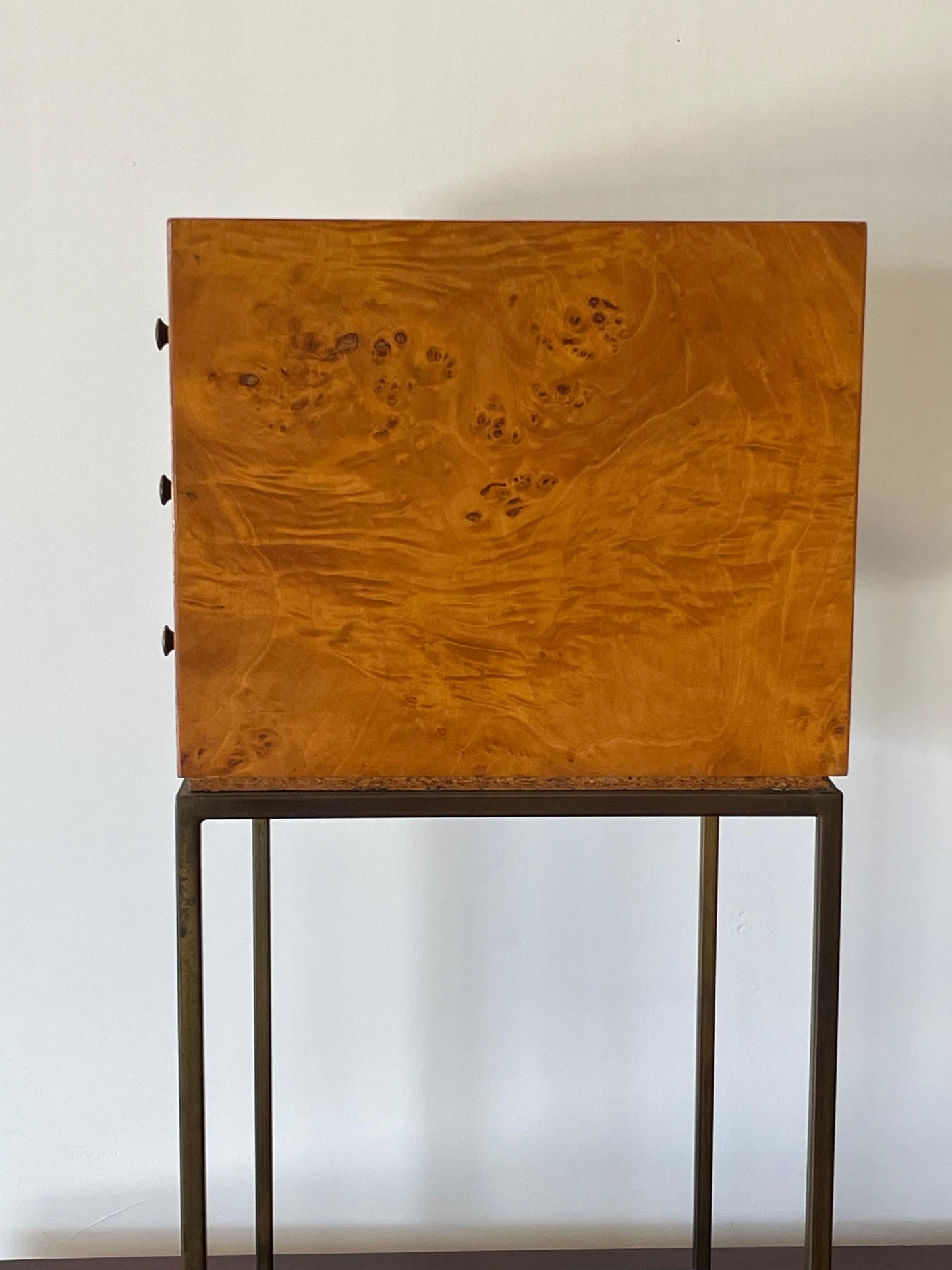 Petite Jewelry Chest in Bronze and Burl, Style of Milo Baughman