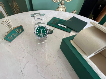 Rolex Oyster Perpetual Green Dial Steel 36mm Watch 126000 Full Set 2023 Unworn