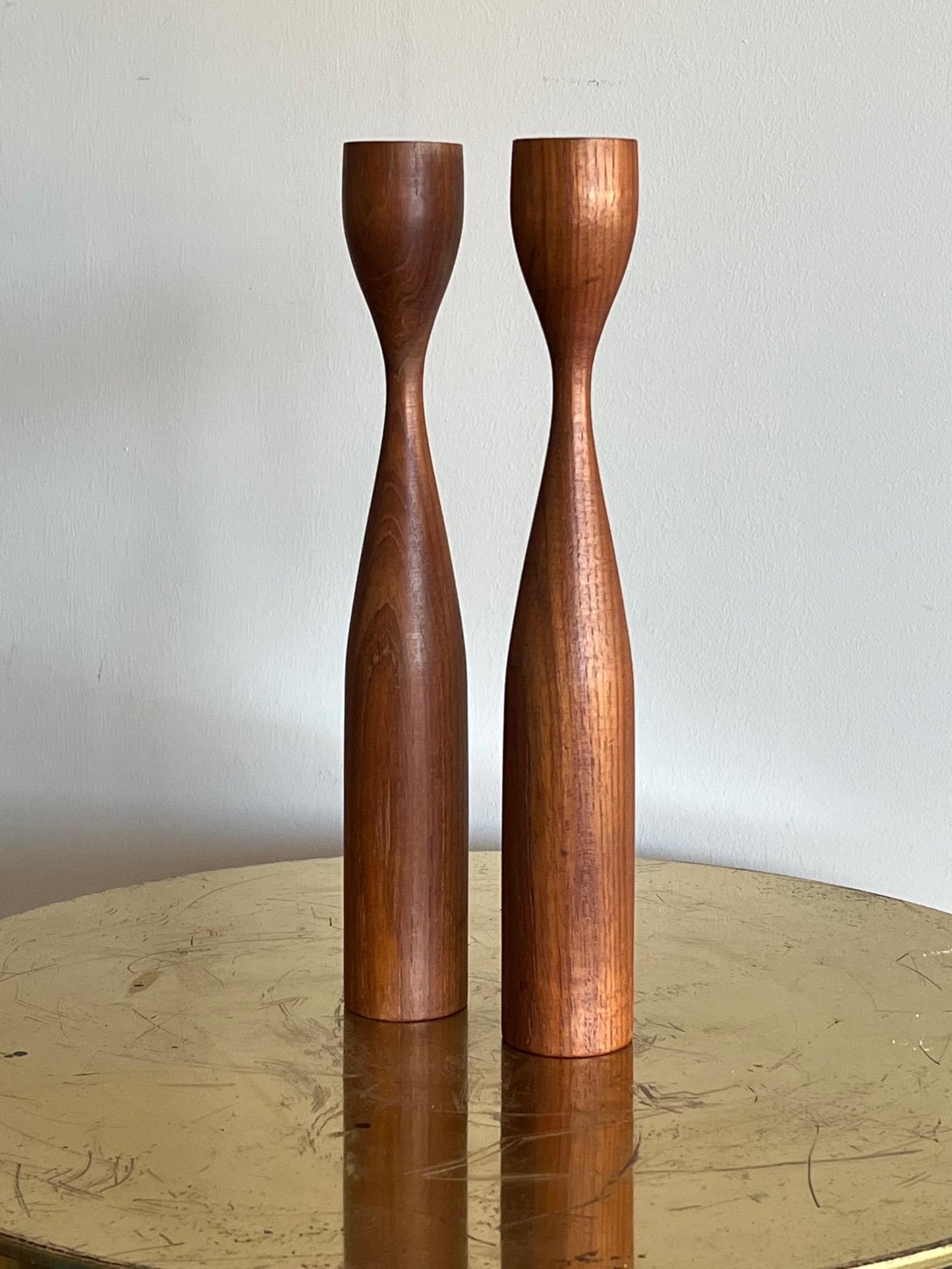 Mid-Century Danish Teak Candlesticks