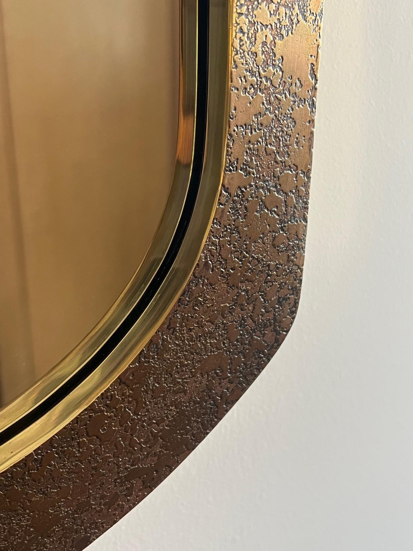 Unusual Mirror with Etched Brass Decoration