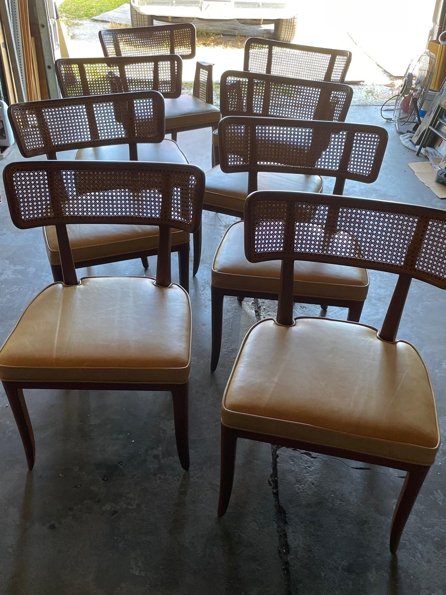 Set of Eight Caned Back Dunbar Dining Chairs