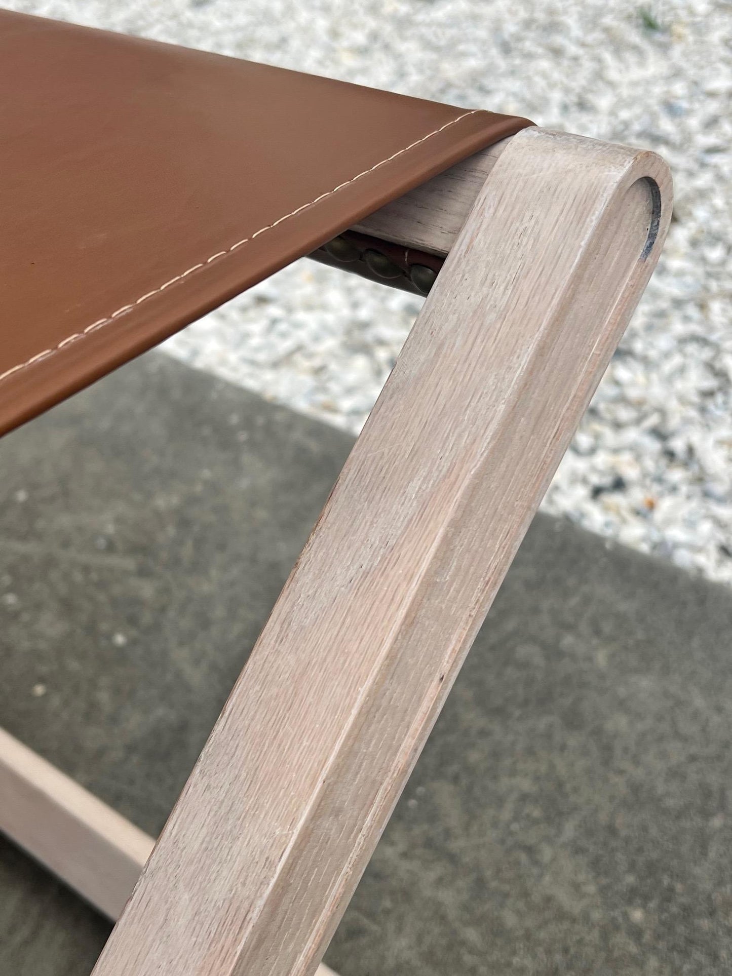 Oak Stools with Stitched Leather Tops