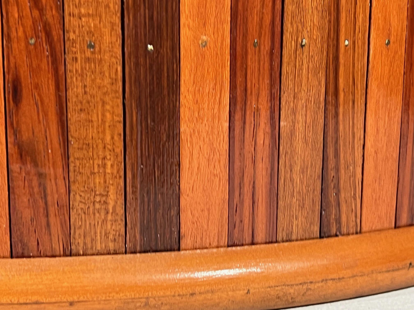 Pair of Slatted Side Tables with Glass Tops