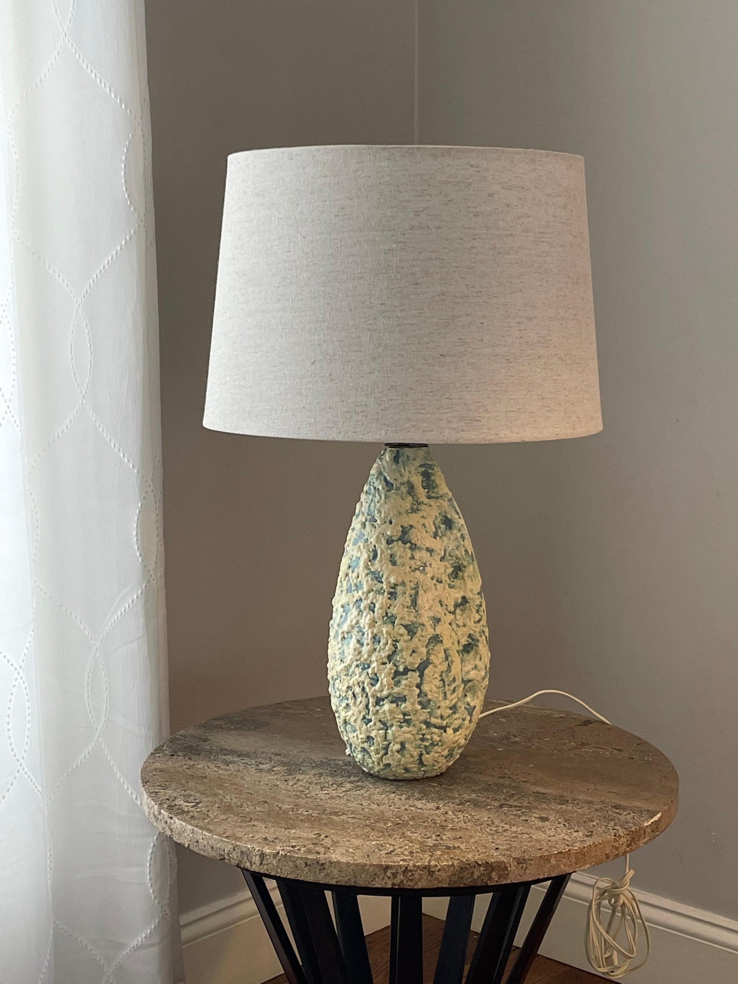 Marcello Fantoni Organic Shaped Ceramic Lamp with Heavy Texture Lava Glaze