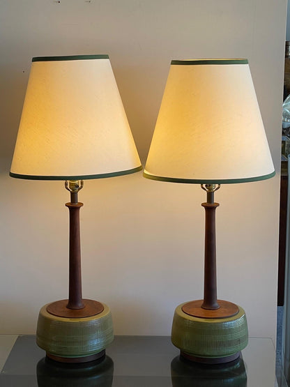 Unusual Pair of Sculptural Ceramic Lamps