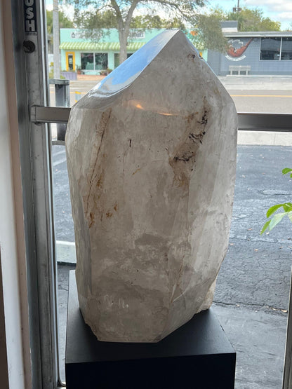 Massive Natural White Rock Crystal Obelisk Healing