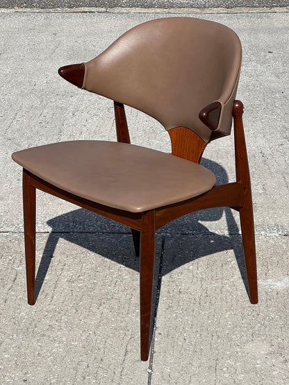 Classic Arne Vodder Leather And Teak Chair For Mahjongg Holland 1964