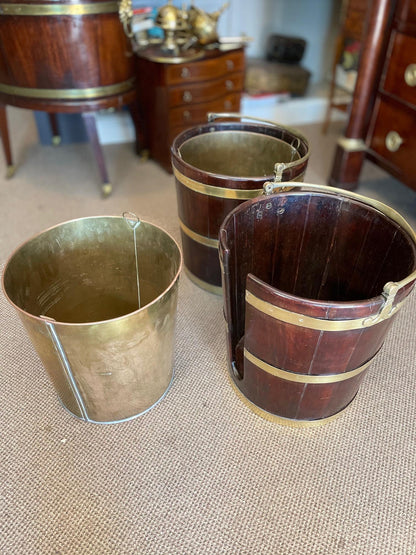 Pair of English Buckets Mahogany and Brass George III