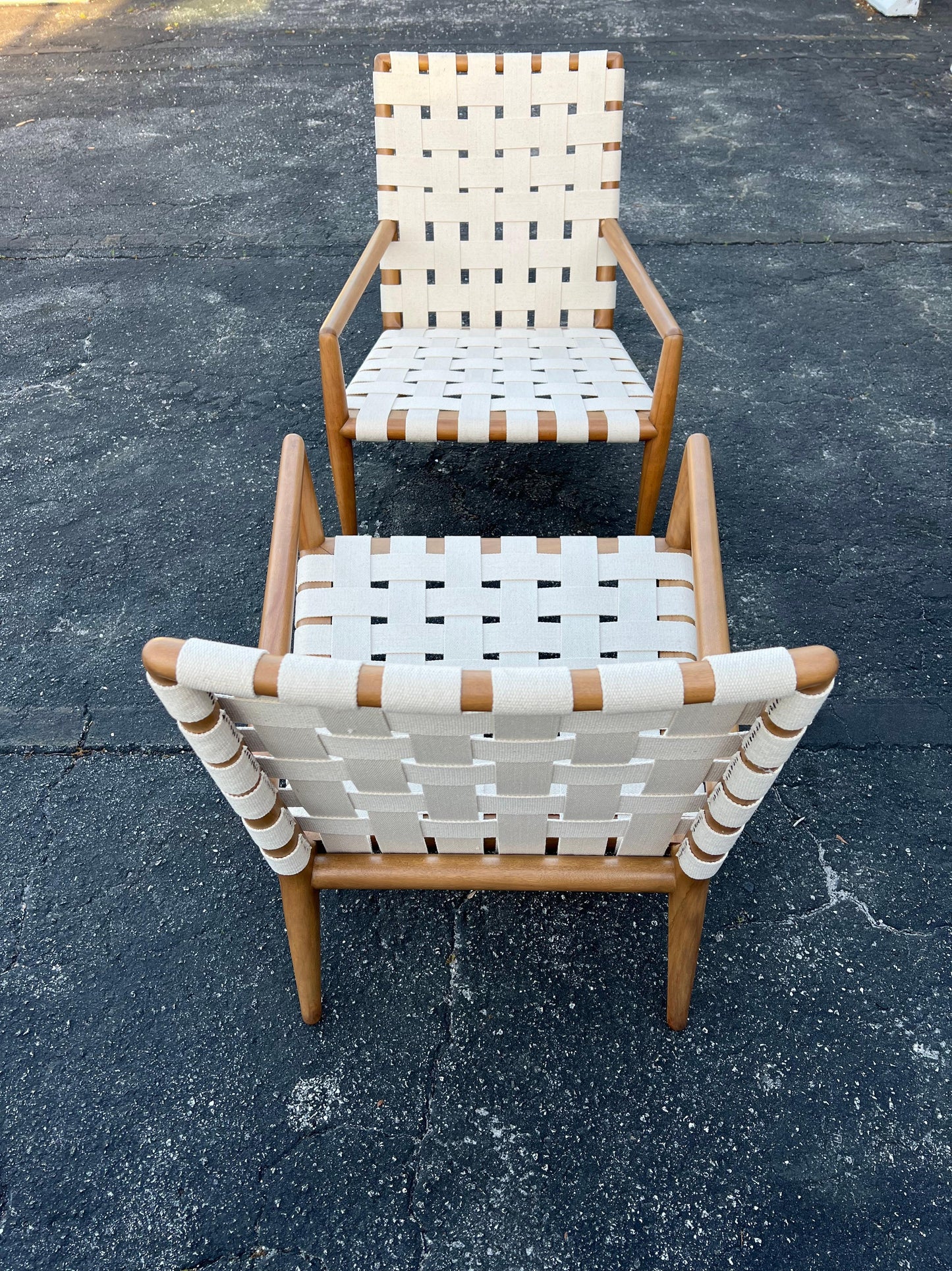 A Pair Of T.H.Robsjohn-Gibbings Strap Lounge Chairs Vintage 1950's