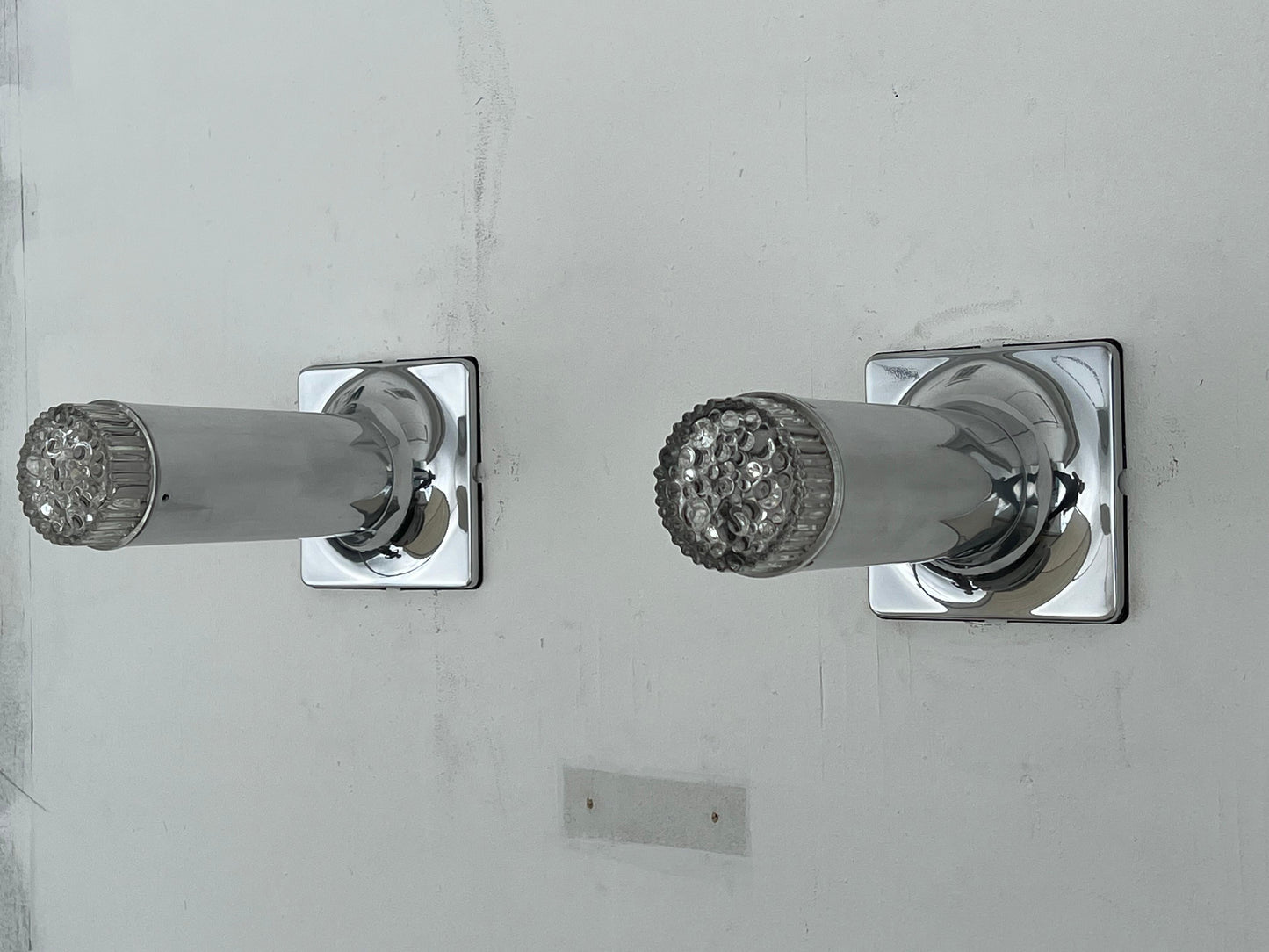 A Pair Of Polished Aluminum Lights By Ilum ca' 1970's Space Age