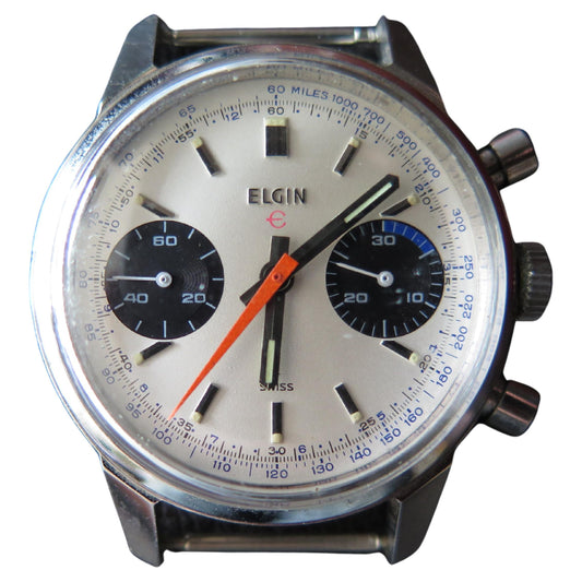 Frisman Vintage 1960s Elgin Steel Chronograph Panda Dial