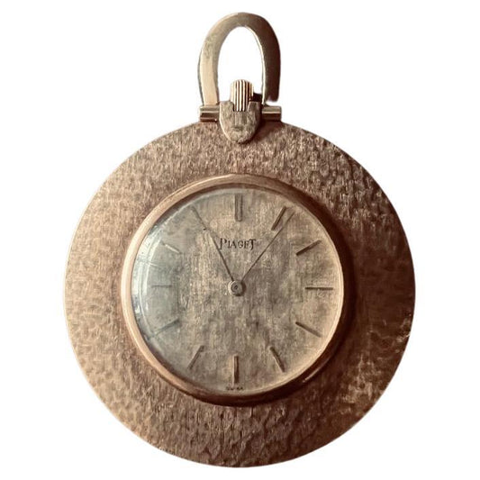 Frisman Vintage Piaget Pocket Watch With Linen Decoration Ca' 1970's 18k Gold