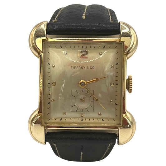 Frisman Vintage Tiffany & Co Mathey-Tissot 14k Gold Heavy Art Deco Flared Lug Mens Watch