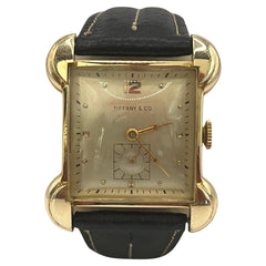 Tiffany & Co Mathey-Tissot 14k Gold Heavy Art Deco Flared Lug Mens Watch