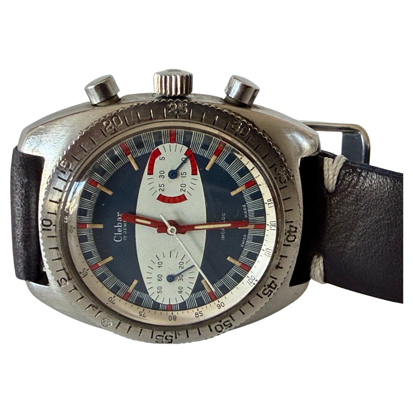Frisman Vintage A Fun "Surfboard" Chronograph Dive Watch By Clebar Switzerland ca' 1970's