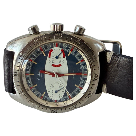 Frisman Vintage A Fun "Surfboard" Chronograph Dive Watch By Clebar Switzerland ca' 1970's