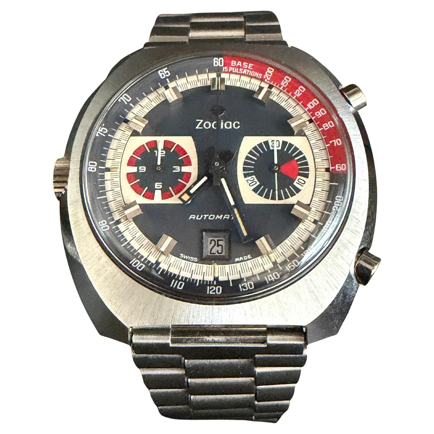 Frisman Vintage 1970s Zodiac Chronograph Stainless Steel 44mm Watch