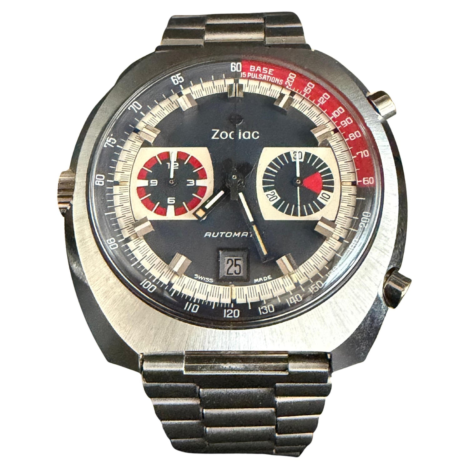 Frisman Vintage 1970s Zodiac Chronograph Stainless Steel 44mm Watch