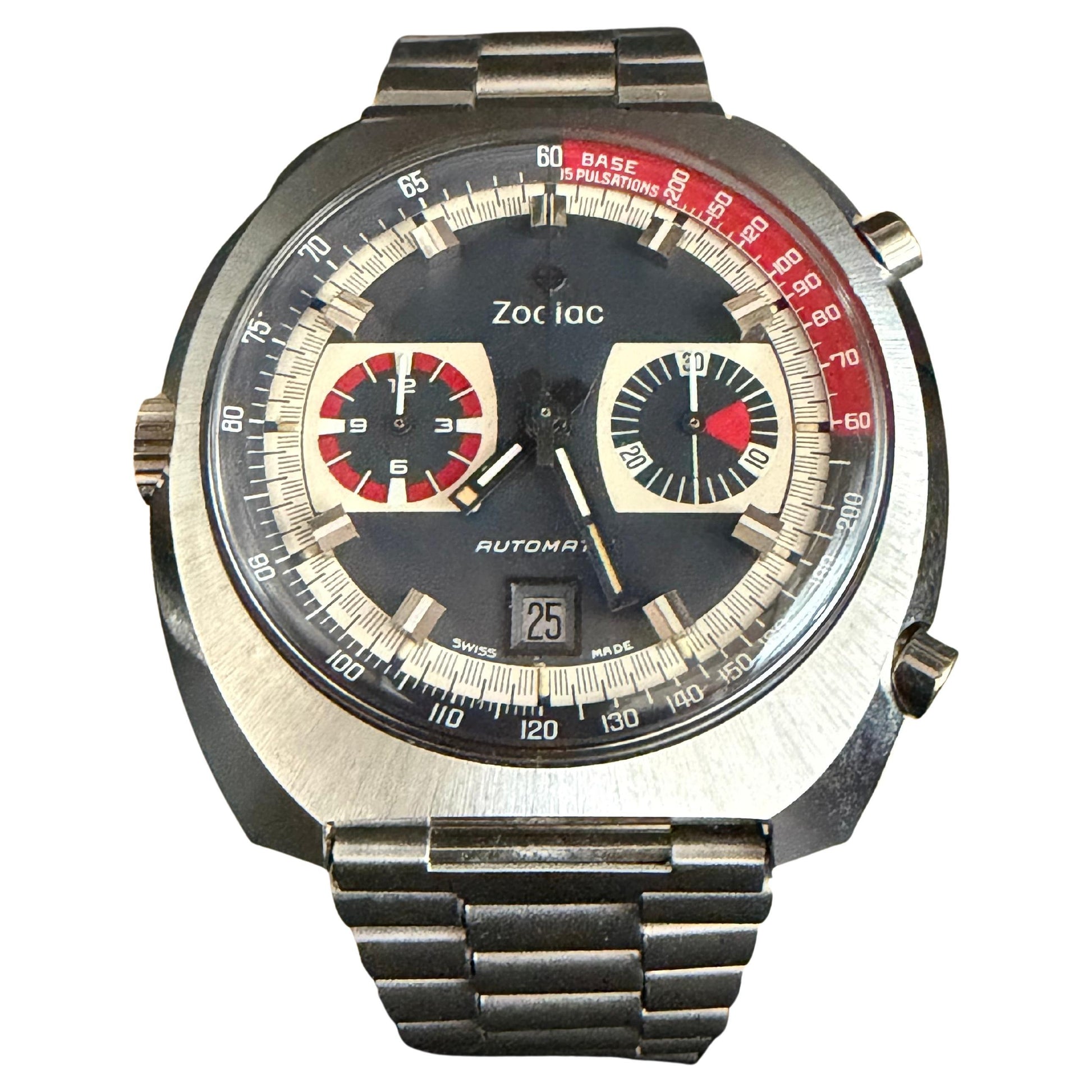 Frisman Vintage 1970s Zodiac Chronograph Stainless Steel 44mm Watch
