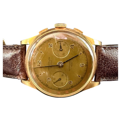 Frisman Vintage Chronograph Suisse 18K Rose Gold Two-Register Antimagnetic Watch