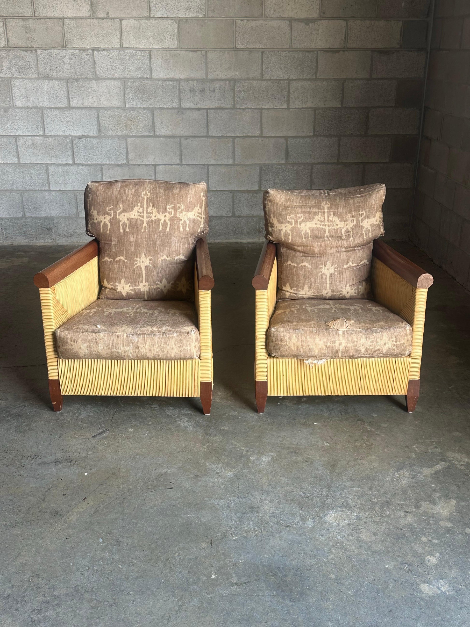 Frisman Vintage 1990s John Hutton for Donghia Merbau Lounge Chairs