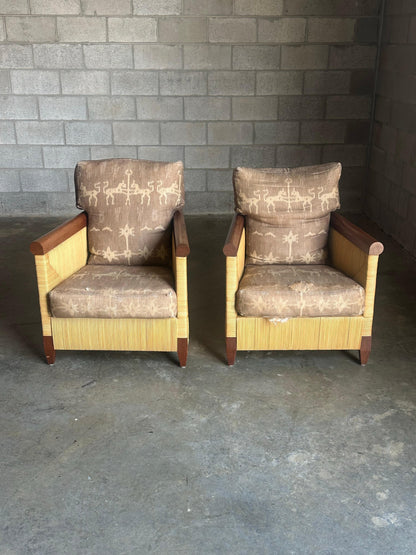 Frisman Vintage 1990s John Hutton for Donghia Merbau Lounge Chairs