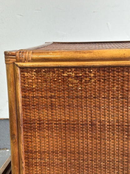 Frisman Vintage Bamboo and Cane British Colonial Style Small Chest
