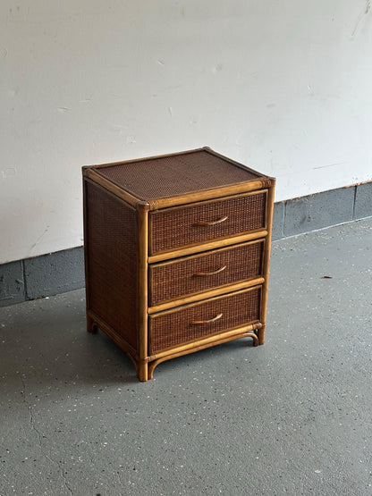 Frisman Vintage Bamboo and Cane British Colonial Style Small Chest