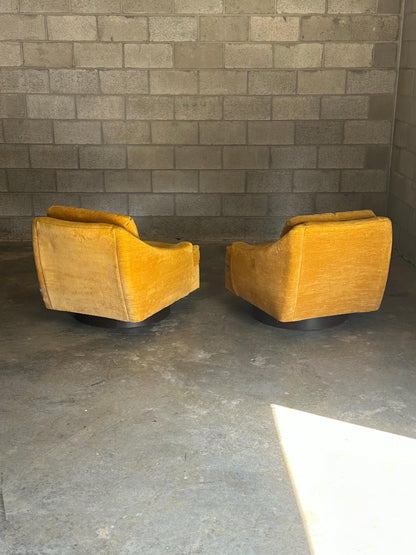 Frisman Vintage 1970s Selig of Monroe Swivel and Tilt Chairs- A Pair