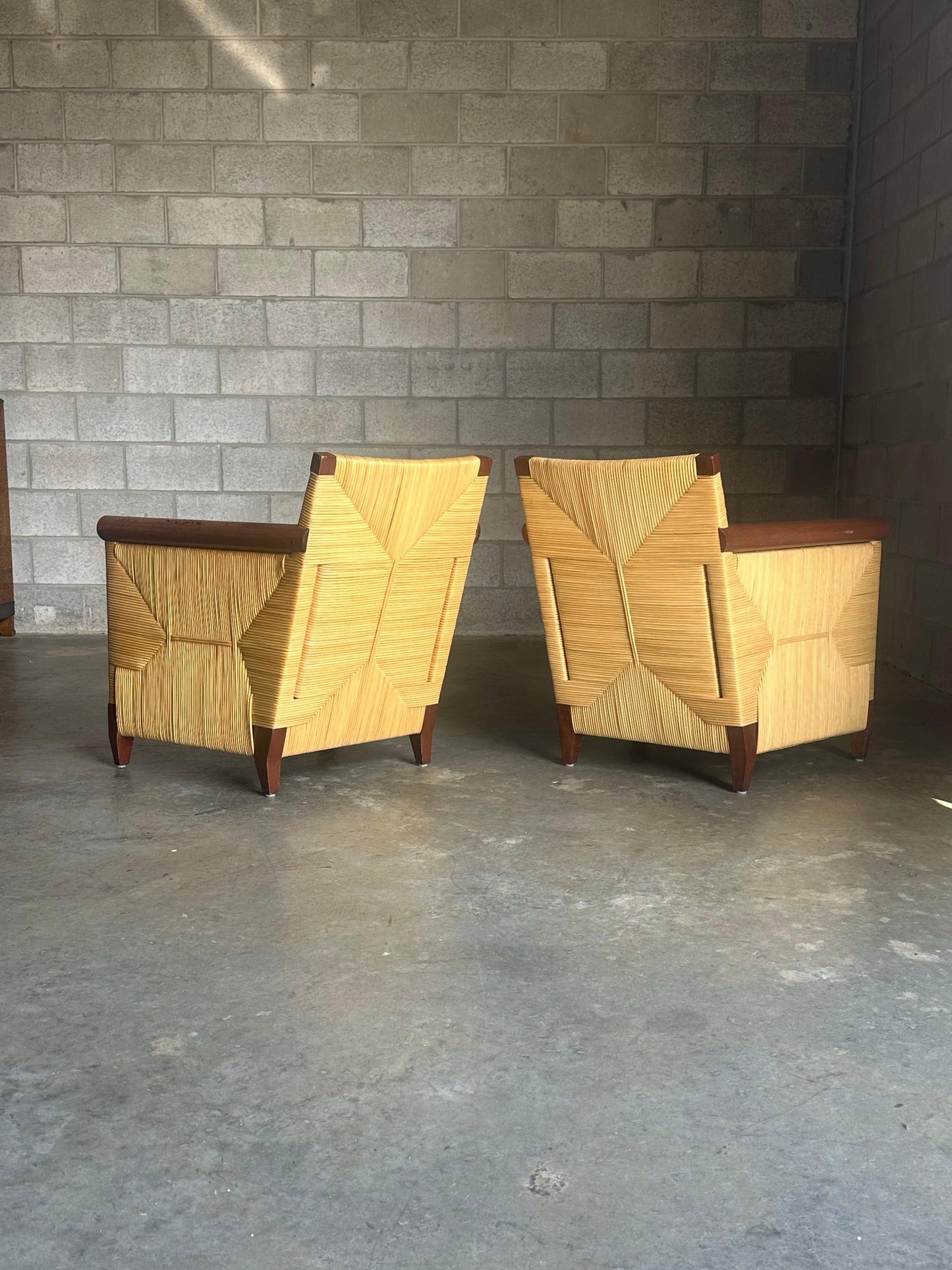 Frisman Vintage 1990s John Hutton for Donghia Merbau Lounge Chairs