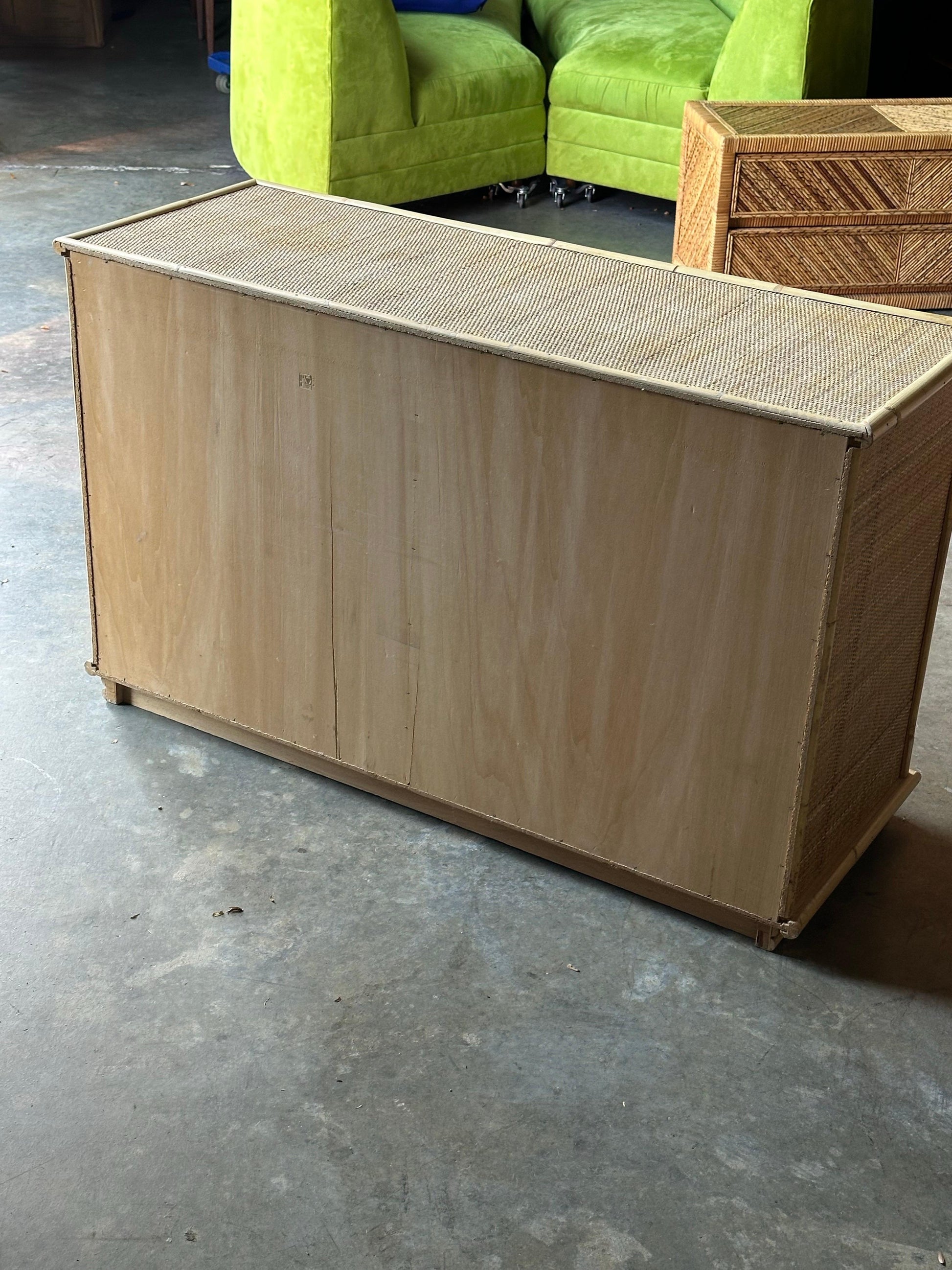 Frisman Vintage Two Door Sideboard Cabinet in Bamboo and Cane by Del Vera, Italy