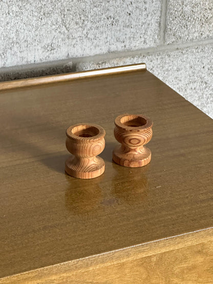 Frisman Vintage 1960s Swedish Pine Candle Holders - a Pair
