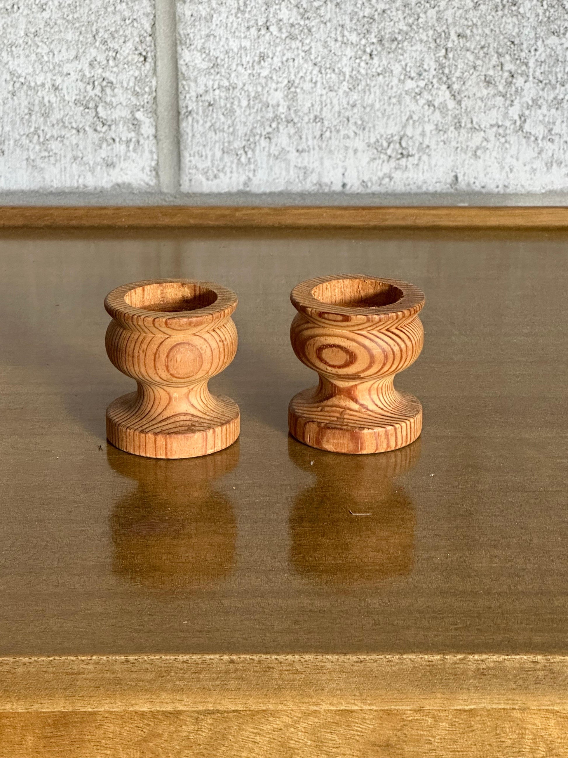 Frisman Vintage 1960s Swedish Pine Candle Holders - a Pair