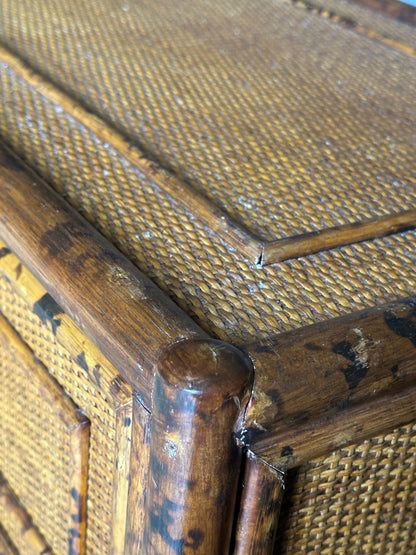 Frisman Vintage Vintage British Colonial Style Bamboo and Rattan Tall Chest