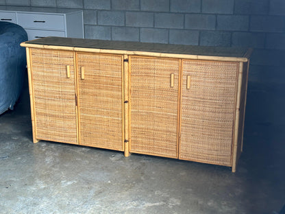 Frisman Vintage Vintage British Colonial Style Bamboo and Cane Sideboard