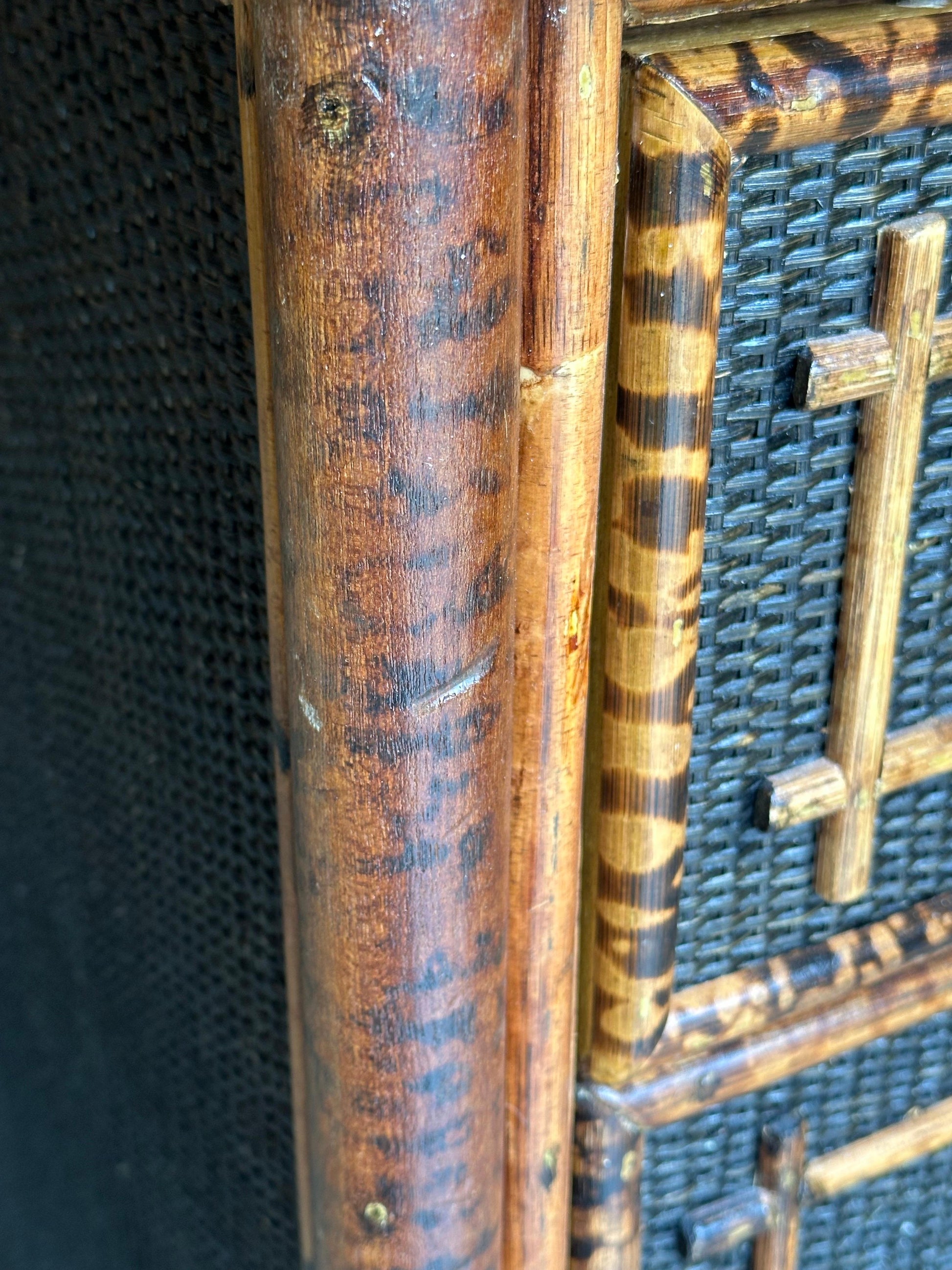 Frisman Vintage Vintage British Colonial Style Burnt Bamboo and Cane Dresser