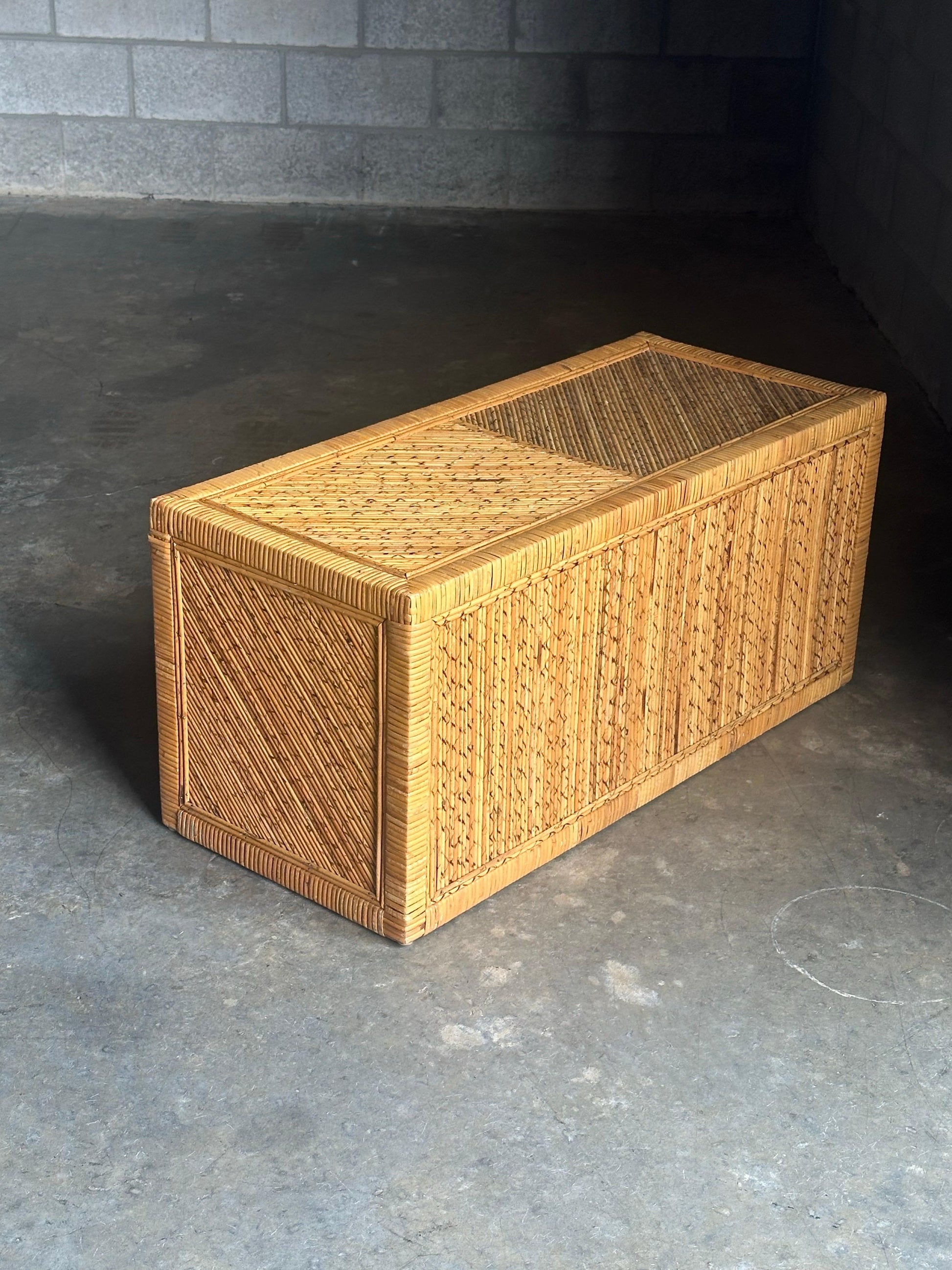 Frisman Vintage Pencil Reed Split Bamboo and Wrapped Cane Low Chest